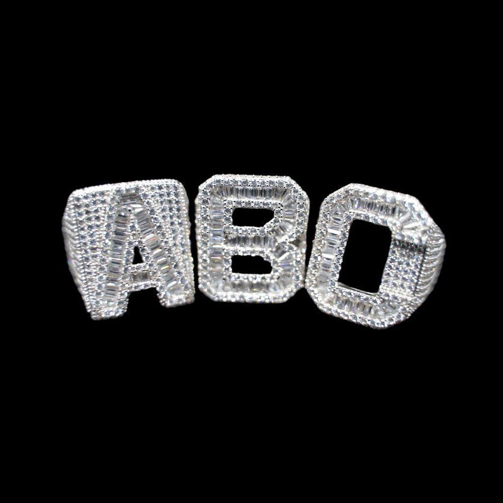 925 Sterling Silver Handmade Letter Bubble Ring